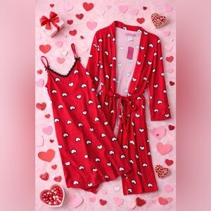 Love to Sleep Red Heart Chemise & Robe 2-Piece Valentine’s Set Size M NWT